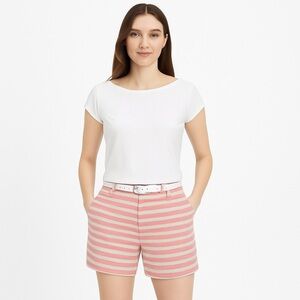Loft Women’s Linen Blend Riviera Short, Pink & Light Tan, Size 00